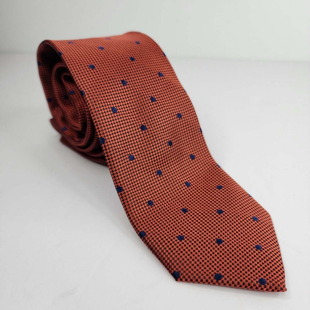 HARRISON BLAKE Orange & Blue Silk Tie.